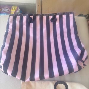 Victoria's Secret Pink and Black Striped Bag